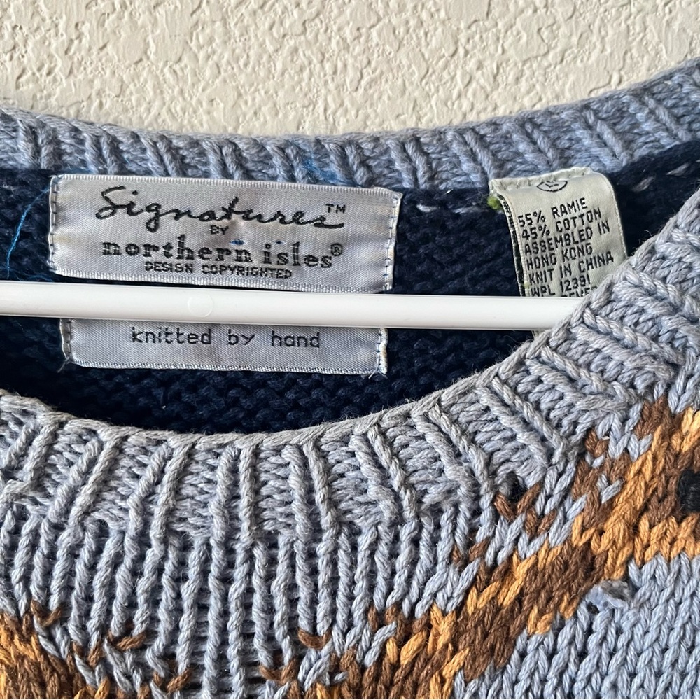 Northern Isles Hand Knit Vintage Cottagecore Chunky Oversized Crewneck Sweater L - Picture 8 of 8